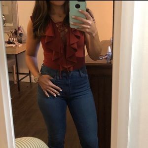 Euc Ronny kobo rust sweater bodysuit size small